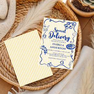 Pizza krabbel speciale bezorging baby shower kaart