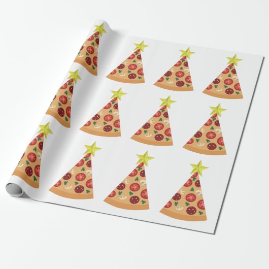 pizza lelijke kerstboom grappig cadeaupapier (Uitgerold)