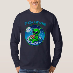 Pizza-liefhebbende alien op de maan Fun Cosmic T-shirt
