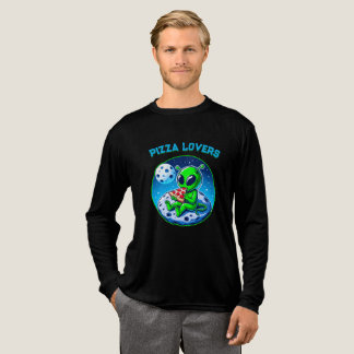 Pizza-liefhebbende alien op de maan | Fun Cosmic Tri-Blend Shirt
