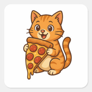Pizza-liefhebbende Cat Sticker - Funny Kawaii Food