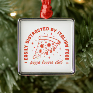 Pizza liefhebbers  retro jaren 80 rood esthetiek metalen ornament