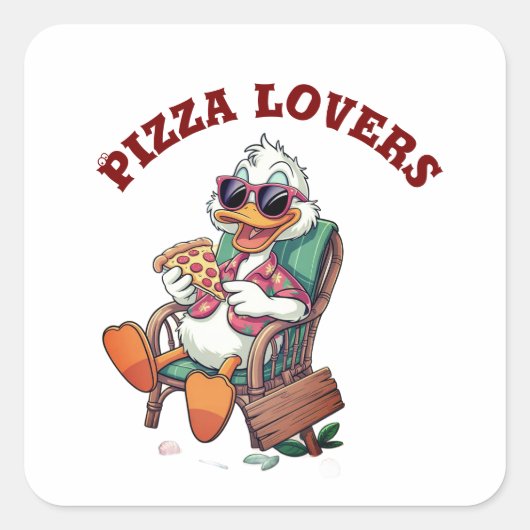 Pizza-liefhebbers Vierkante Sticker (Voorkant)