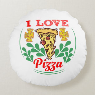 Pizza Lover Leuk Ontwerp voor Voedsel Fanatici Rond Kussen
