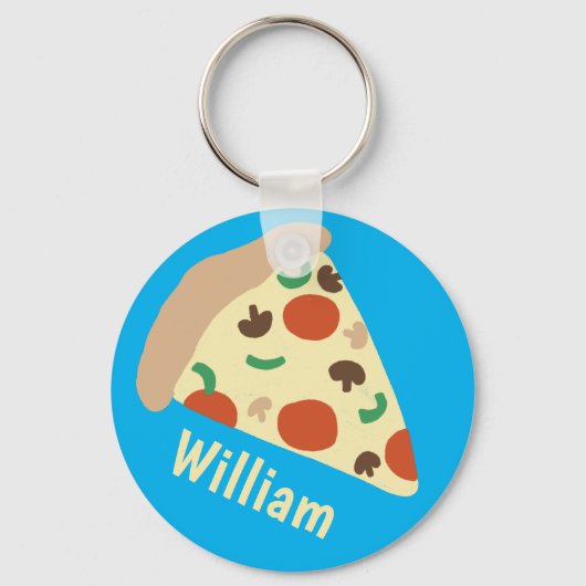 Pizza Lovers Fun Yummy CUSTOM NAME Sleutelhanger (Voorkant)