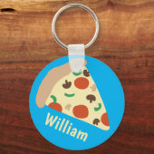 Pizza Lovers Fun Yummy CUSTOM NAME Sleutelhanger (Voorkant)