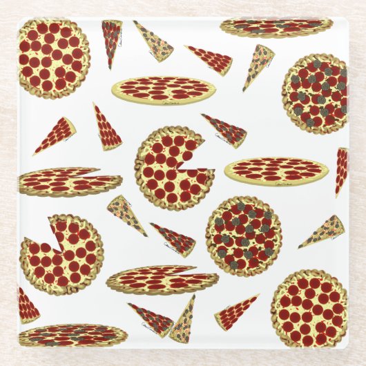 Pizza Lover's Pattern Glazen Onderzetter (Voorkant)