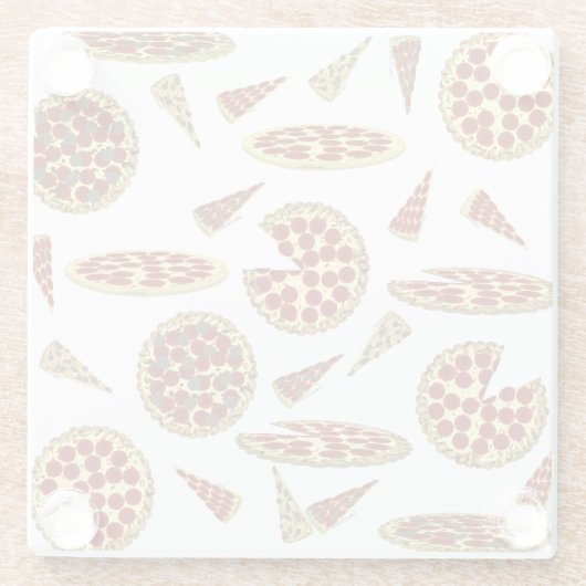 Pizza Lover's Pattern Glazen Onderzetter (Achterkant)