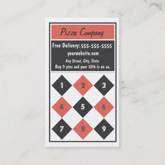 Pizza Loyalty Carte de visite Punch Card (Devant)