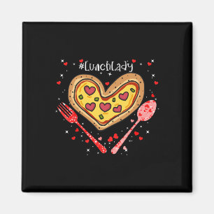Pizza lunchdame roze hart Valentijnsdag Magneet