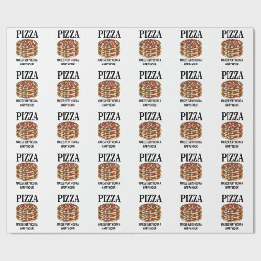 Pizza maakt elk uur een happy hour pizza cadeaupapier (Vlak)
