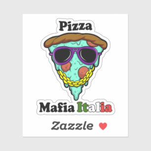 Pizza Mafia Italia – Grappige Gangster Pizzapunt Sticker