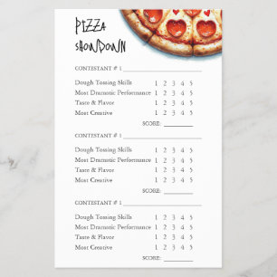 Pizza maken wedstrijd scorecard flyer
