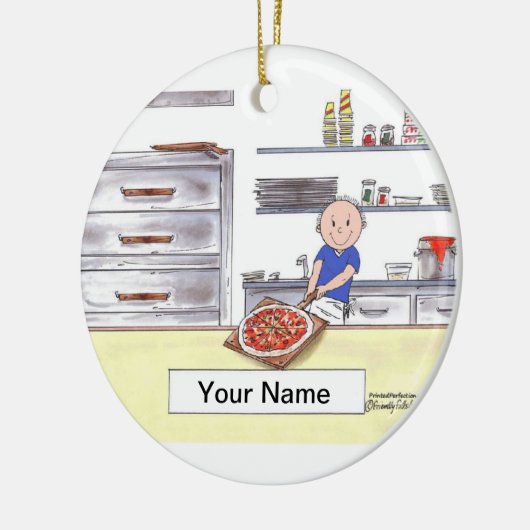 Pizza Maker - Mannelijk Keramisch Ornament (Links)