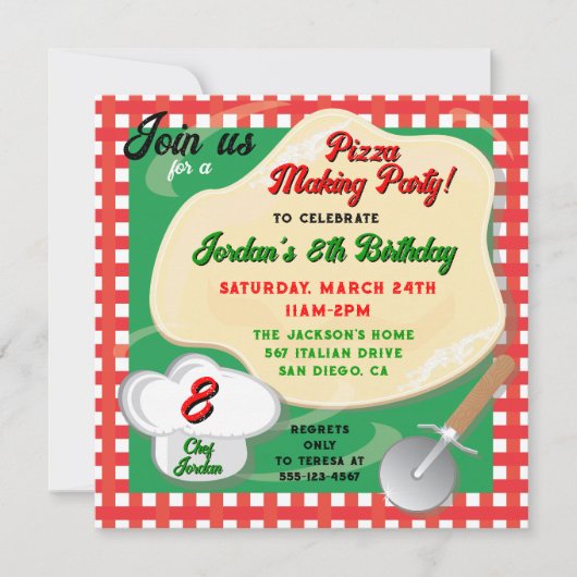 Pizza Making Anniversaire Fête Invitation (Devant)