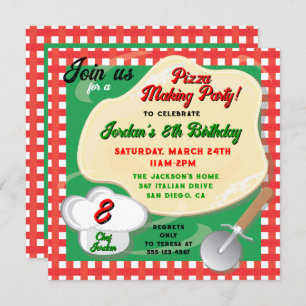 Pizza Making Birthday Party Invitation Kaart