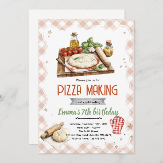 Pizza Making Party Invitation (Devant / Derrière)