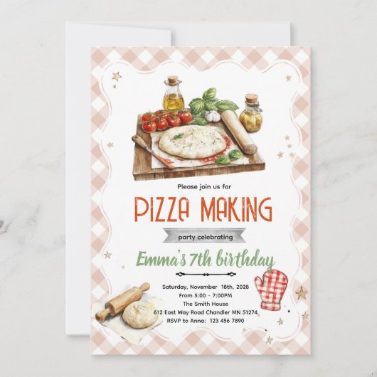 Pizza Making Party Invitation Kaart (Voorkant)