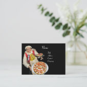 PIZZA & MANDOLIN ITALIAANSE KEUKEN ,zwart rood Visitekaartje (Staand voorkant)
