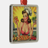 Pizza Meisje Metalen Ornament (Rechts)