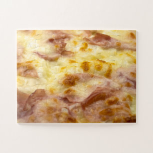 Pizza met kaas en prosciutto cotto legpuzzel