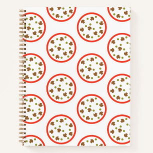 Pizza met paddenstoelen Fun Cute Fast Food Cartoon Notitieboek