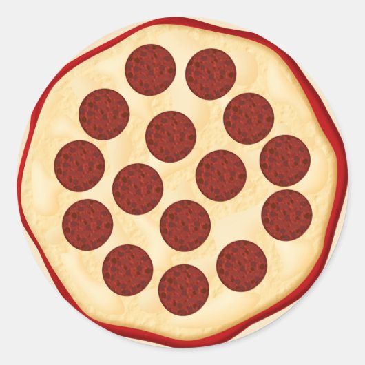 Pizza met pepperoni ronde sticker (Voorkant)