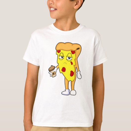 Pizza met Salami-kaas en koffie T-shirt (Voorkant)