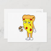 Pizza met salami kaas & koffie briefkaart (Voorkant / Achterkant)
