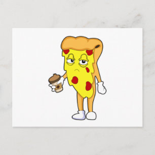 Pizza met Salami Kaas & Koffie Briefkaart