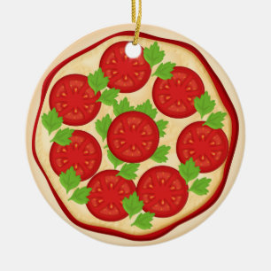 Pizza met tomaten keramisch ornament