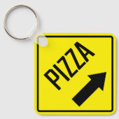 Pizza Metal Vierkante Sleutelhanger (Voorkant)