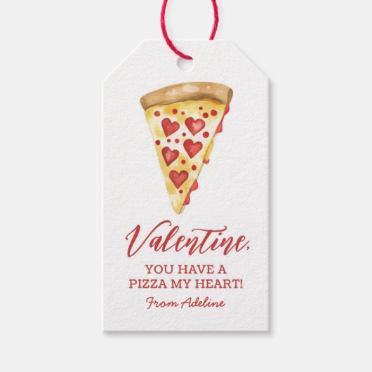 Pizza Mijn Hart Kinder Valentijnsdag Cadeaulabel (Voorkant)