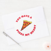 Pizza mijn hart ronde sticker (Envelop)
