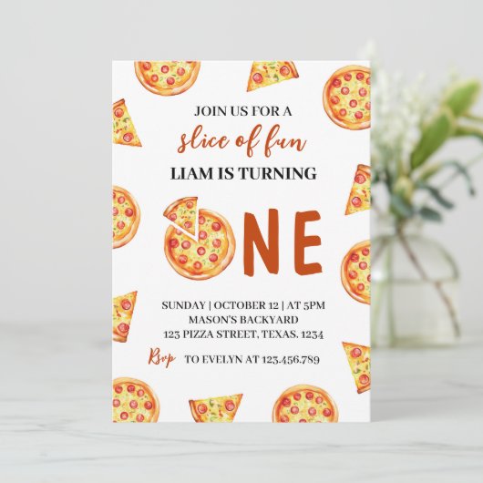 Pizza moderne Invitation premier anniversaire (Debout devant)