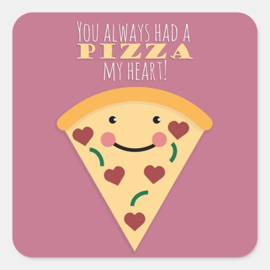 Pizza My Heart Vierkante Sticker (Voorkant)