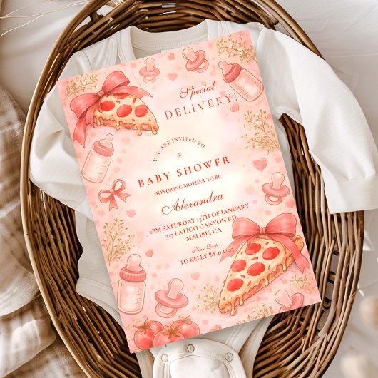 Pizza Night Baby Shower Kaart