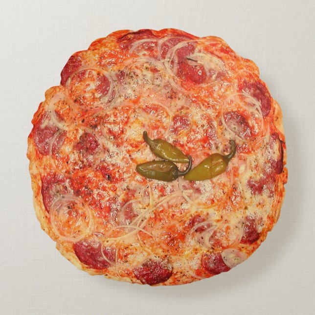 Pizza Novelty Rond Kussen (Voorkant)