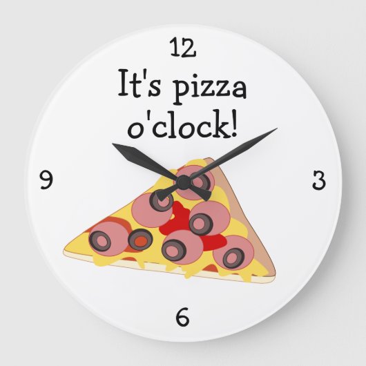 Pizza O'Clock, leuk eten grafisch Grote Klok (Voorkant)