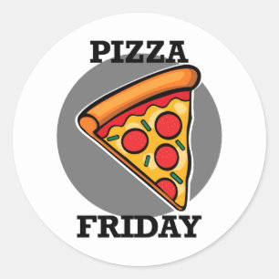 Pizza-ontwerp op vrijdag - Klassieke ronde sticker