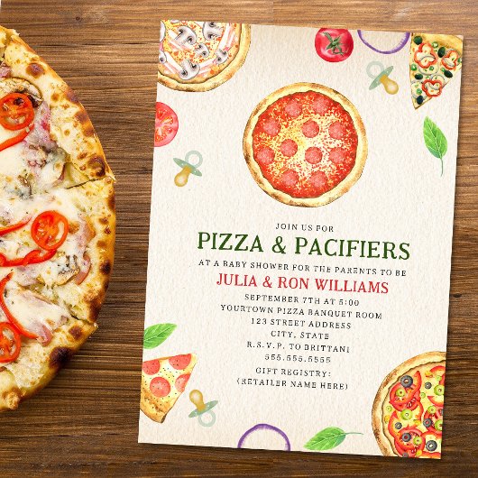 Pizza + Pacificateurs Baby shower Invitation