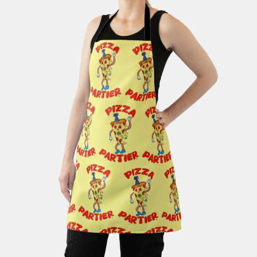 Pizza Partier Funny Cartoon Slice Fun Art Schort (Insitu)