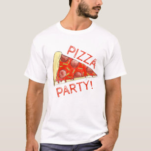 PIZZA PARTIJ! Pepperoni Cheese Pie Slice Pizzeria T-shirt