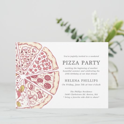 Pizza Party 25e anniversaire | Invitation par répa (Debout devant)