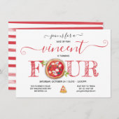 Pizza Party 4E anniversaire Invitation moderne (Devant / Derrière)
