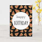 Pizza Party Anniversaire Carte Noir (Fleur jaune)