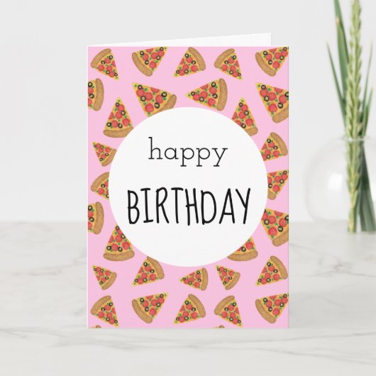 Pizza Party Anniversaire Carte rose (Devant)