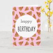 Pizza Party Anniversaire Carte rose (Fleur jaune)