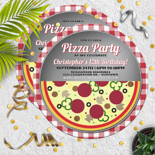 Pizza Party Anniversaire de fête Invitation