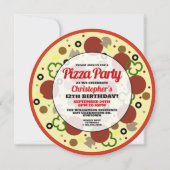 Pizza Party Anniversaire de fête Invitation (Devant)